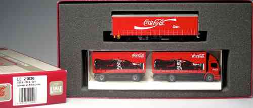 LEMKE 21026 - Set de vagón y camión con remolque COCA-COLA