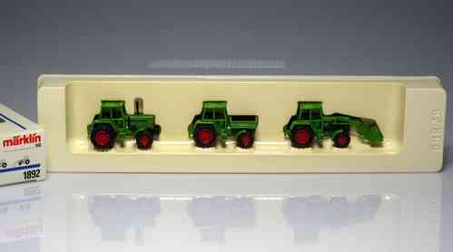 MARKLIN 1892 Set de 3 Tractores verdes metálicos