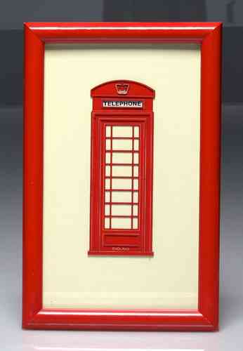 Marco rojo " Cabina telefónica Londinense " 11,5 x 18 cm.