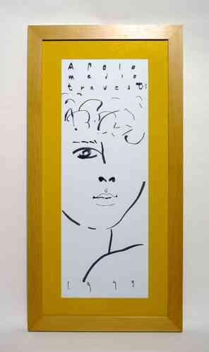 Drawing "means transvestite Apollo 1999" 84 x 42 cm. Original artwork by Chilean artist Raul Eberhar