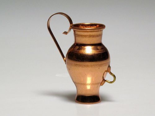 R 348 Old amphora with handle and hook miniature brass-copper