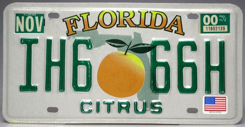 R 366 metallic plate publicity "FLORIDA CITRUS"